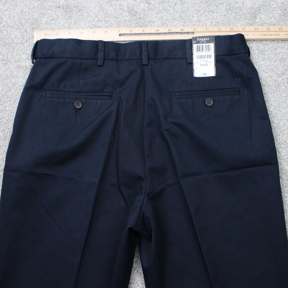 Haggar Chino Pants NWT Mens 34x29 Blue Work 2 Weekend Flat Front Comfort Waist - Picture 7 of 14